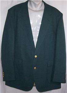 46L Stafford GREEN Worsted Wool GOLD Button sport coat suit blazer 