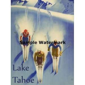 Lake Tahoe 3 People Skiing Ski Winter Sport 36 X 48 Image Size 