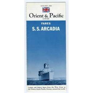  Orient & Pacific Lines S S ARCADIA Fares 1960 West Coast 