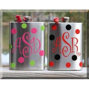 Personalized Polka Dot Hip Flask:  Kitchen & Dining