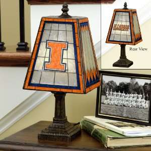  14 NCAA Illinois Fighting Illini Stained Glass Table Lamp 