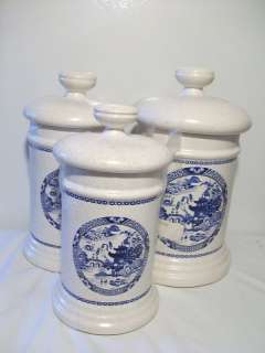 McCoy Pottery Blue Willow 3 Piece Canister Set  