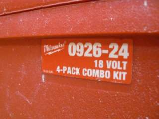 MILWAUKEE 0926 24 Cordless 18V 4 Pack Combo Kit  