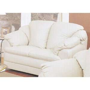   Cream White Italian Leather Couch Loveseat/Love Seat: Home & Kitchen