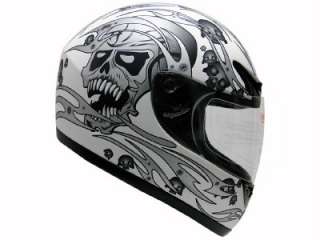 Matte White Skull Full Face Motorcycle Street Helmet ~M  