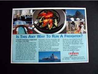 Ivaran Lines M/V Americana Cargo Cruise Ship print Ad  
