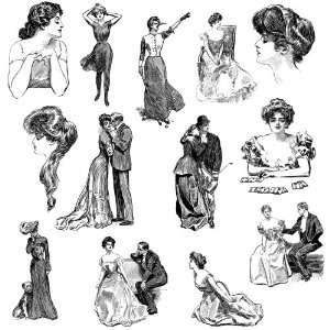  Gibson Girl Vintage Portraits Engraving Clear Stamps Arts 