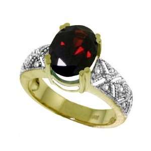   14K. SOLID GOLD RING WITH NATURAL DIAMONDS & GARNET 