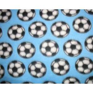  Soccer Ball on Light Blue Fleece Throw Blanket: Home 