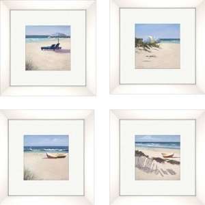    Coastal Beach Umbrella Framed Art (Set of 4): Home & Kitchen