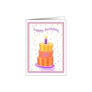  83 Years Old Happy Birthday Stacked Cake Lit Candle Card 