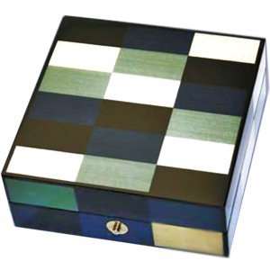  Italian Checkered Lacquer Blue Box Small
