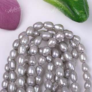 14.5 Silvery Grey FRESHWATER PEARL Rice Loose Bead 1 Strand 4x5mm 