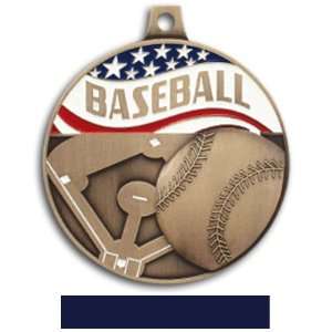 Hasty Awards 2.25 Americana Custom Baseball Medals BRONZE MEDAL/NAVY 