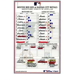   Royals 8 05 2008 Game Used Lineup Card (MLB Auth)