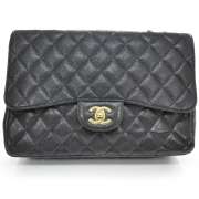 CHANEL Caviar Quilted JUMBO Flap Bag Purse Black GHW CC  