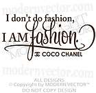 coco chanel quote vinyl wall decal lettering i am fashion