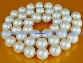 AAA+ 10mm White Pearl Necklace w/ 14K Solid Gold Clasp  
