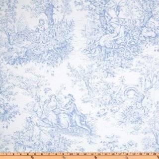   Treasures French Court Toile Chambray Blue / White Fabric By The Yard