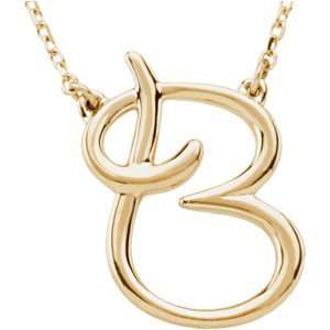   Gold B 16 Gold Fashion Script Initial Necklace CleverEve Jewelry