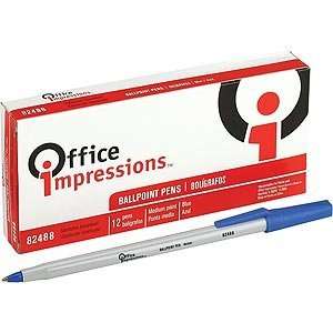  Office Impressions Economy Ballpoint Med Blue 12ct (Pack 