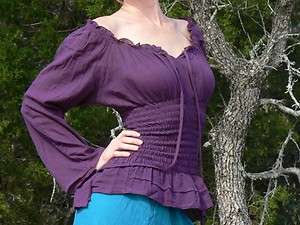   Gypsy Blouse Pirate Renaissance Costume Shirt Top Corset Purple  