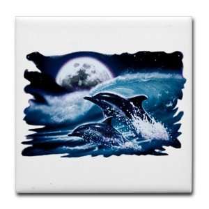  Tile Coaster (Set 4) Moon Dolphins 