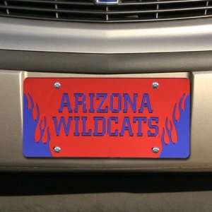   Wildcats Cardinal Mirrored Flame License Plate