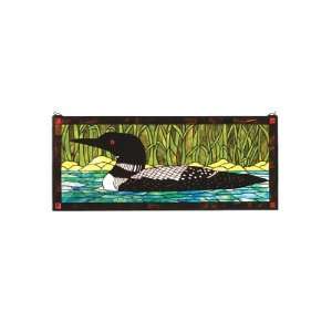  40W X 17H Loon Stained Glass Window Decor