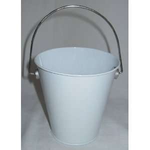  White Painted Gift Tin Pail or Candy Bucket 4.5 