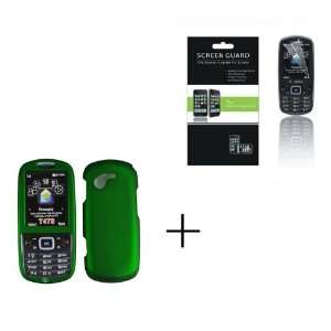 Green Rubberized Hard Protector Case + Screen Protector for Samsung 