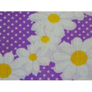   Daisy Clusters Purple White Polka Dots Vintage Fabric: Everything Else