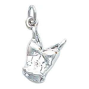  14K White Gold 3 D Bustier Charm Jewelry