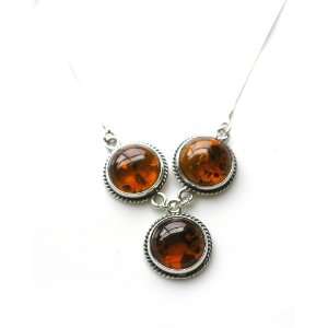   Stone Amber & Sterling Silver Necklace Amber Collection Jewelry