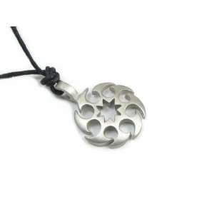 Star Gazer for Astral Travel, Tribal Pewter Pendant on Corded Necklace