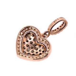  BROWN WHITE DIAMOND HEART PENDANT NECKLACE 14k ROSE PINK GOLD  