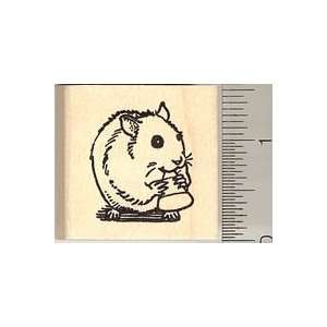 Cute Hamster Eating Candy Corn Rubber Stamp   Wood Mounted 