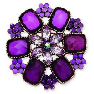  Copper Tone Light & Dark Purple/Purple Enamel Flower Round 