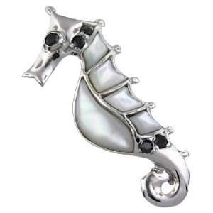   Silver Mother of Pearl Seahorse Pendant Hawaiian Jewelry Jewelry
