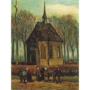   Van Gogh   32 x 42 inches   Congregation Leaving the Reforme Home
