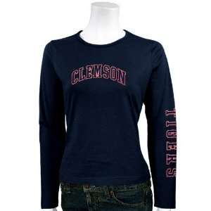 Clemson Tigers Ladies Navy Blue Ivy League Long Sleeve T shirt:  