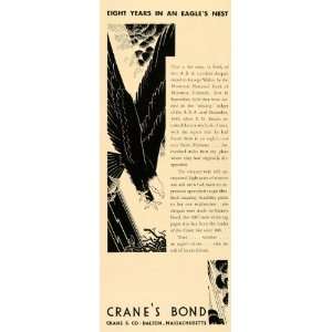 1930 Ad Cranes Bond Eagle Nest Illustration Dalton 
