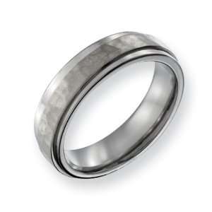  Titanium 6mm Hammered and Polished Band Size 11 Jewelry