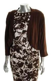Jessica Howard NEW 2 PC Plus Size Dress Suit Brown Pattern 18W  