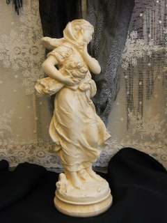 Exquisite Vintage Moreau Statue~Elegant Lady~Signed~Creamy Patina 