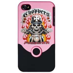 iPhone 4 or 4S Slider Case Pink Choppers Forever with Skeleton Biker 