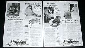 1929 OLD MAGAZINE PRINT AD, SUNBEAM APPLIANCES, FLAT TOASTER, DRIERS 