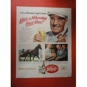  Blatz Beer,(horse/stop watch). Orinigal 1951 Vintage 