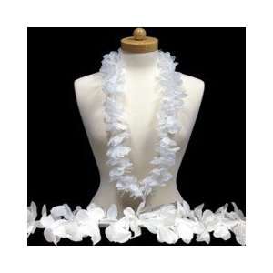  42 White Silk Flower Lei Luau Hawaiian Beach Wedding 