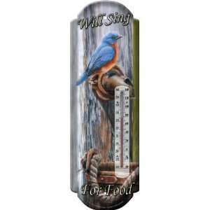 Bluebird Will Sing For Food Nostalgic Tin Thermometer by 